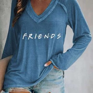 Womens Casual Friend Print Long Sleeve Shirt 4