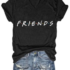 Womens Casual Friend Print Short Sleeve Shirt 2