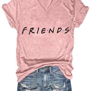 Womens Casual Friend Print Short Sleeve Shirt 3
