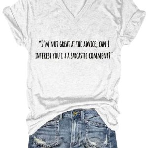 Women's Casual Matthew Perry I Am Not Great At The Advice Can I Interest You In A Sarcastic Comment Print Short Sleeve Shirt