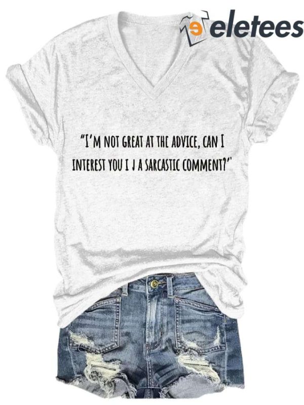 Women’s Casual Matthew Perry I Am Not Great At The Advice Can I Interest You In A Sarcastic Comment Print Short Sleeve Shirt