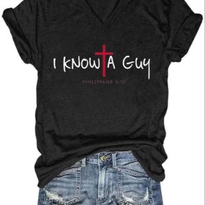 Womens Casual I CanT But I Know A Guy Printed Short Sleeve Shirt 2