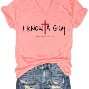 Womens Casual I CanT But I Know A Guy Printed Short Sleeve Shirt 3