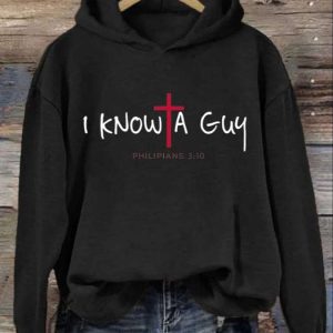 Women's Casual I Can't But I Know A Guy Printed Long Sleeve Hoodie
