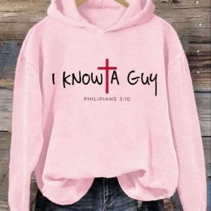 Womens Casual I Cant But I Know A Guy Printed Long Sleeve Hoodie 2