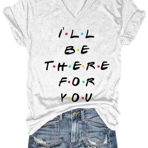 Women's Casual Matthew Perry I Will Be There For You Print Short Sleeve Shirt