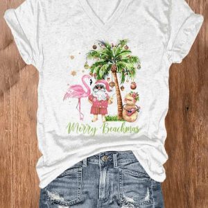Womens Casual Merry Beachmas Shirt1