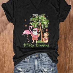 Womens Casual Merry Beachmas Shirt2