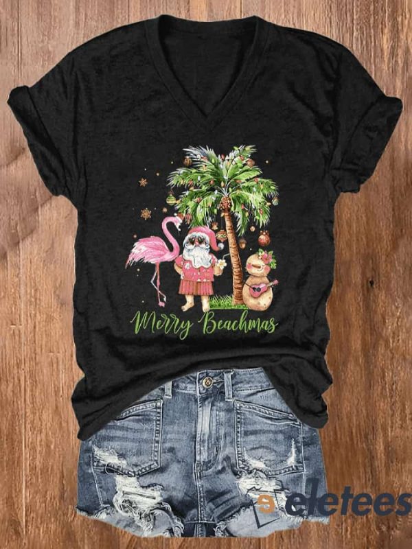 Women’s Casual Merry Beachmas Shirt