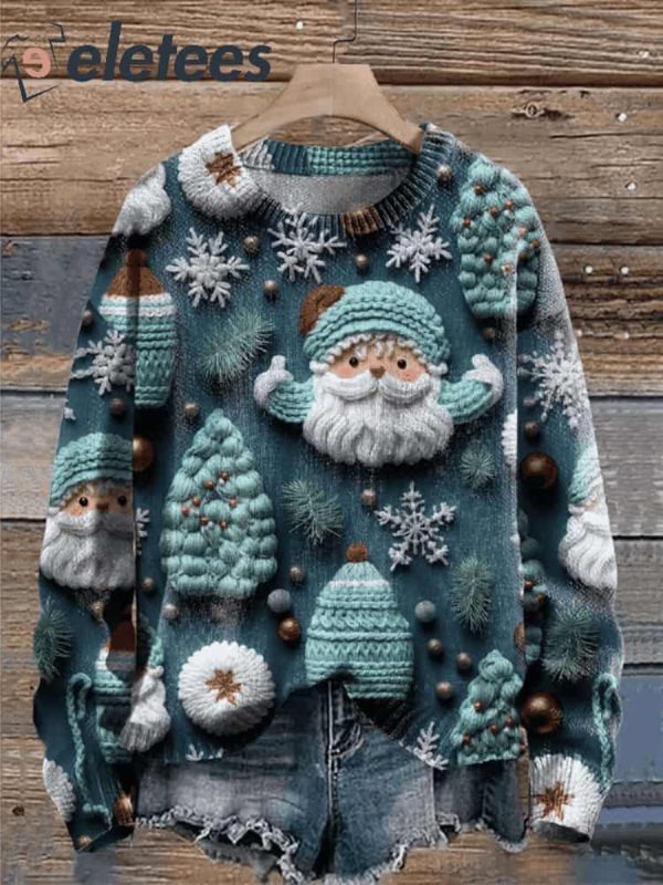 Women’s Christmas Art Print Knit Sweater
