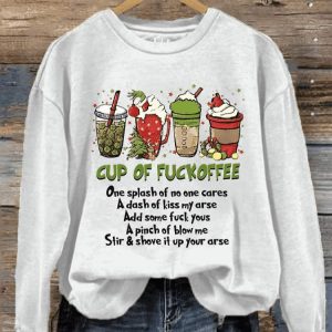 Womens Christmas Cup Of Fuckoffee Grinch Print Sweatshirt1