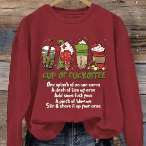 Womens Christmas Cup Of Fuckoffee Grinch Print Sweatshirt2