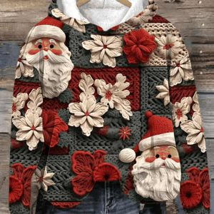Women’s Christmas Fabric Santa Print Hoodie
