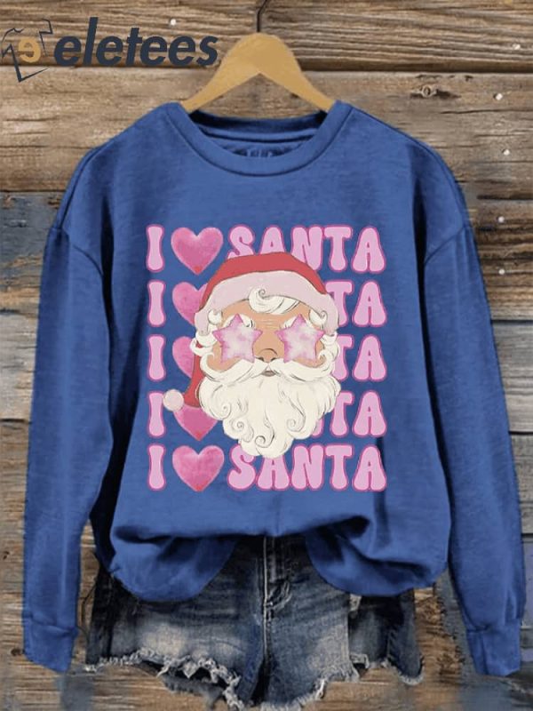 Women’s Christmas I Love Santa Print Hoodie