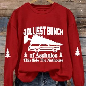 Womens Christmas Jolliest Bunch of A holes This Side of The Nuthouse Floral Sweatshirt