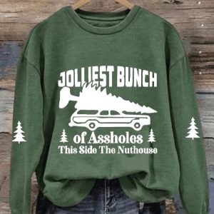 Womens Christmas Jolliest Bunch of A holes This Side of The Nuthouse Floral Sweatshirt1