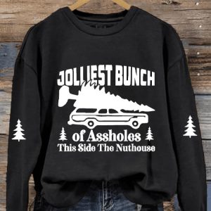 Womens Christmas Jolliest Bunch of A holes This Side of The Nuthouse Floral Sweatshirt2