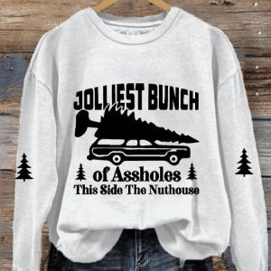 Womens Christmas Jolliest Bunch of A holes This Side of The Nuthouse Floral Sweatshirt3