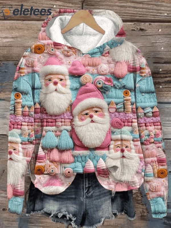 Women’s Christmas Pink Santa Print Sweatshirt