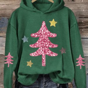 Womens Christmas Tree And Stars Sweatshirt