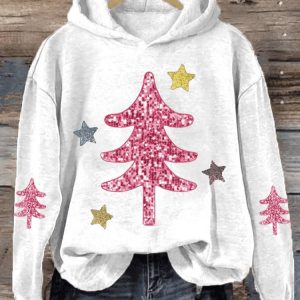 Womens Christmas Tree And Stars Sweatshirt1
