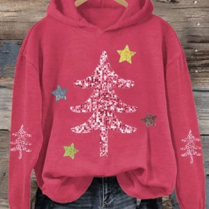 Womens Christmas Tree And Stars Sweatshirt2