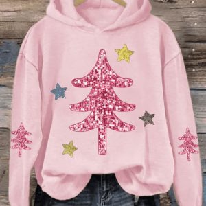 Womens Christmas Tree And Stars Sweatshirt3