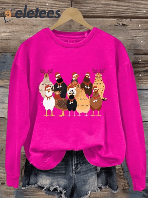 Women’s Cute Christmas Chickens Sweatshirt