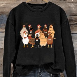 Womens Cute Christmas Chickens Sweatshirt2