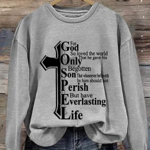 Womens For God So Loved The World Print Long Sleeve Sweatshirt 4