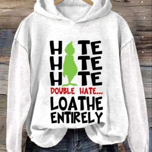Womens Funny Christmas Hate Hate Hate Double Hate Loathe Entirely Cartoon Silhouette Hoodie1