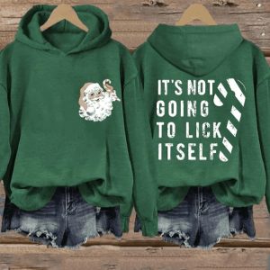 Womens Funny Christmas Its Not Going To Lick Itself Candy Cane Santa Claus Casual Sweatshirt2