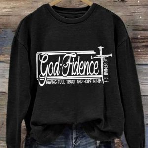 Women’s God Fidence Jeremiah Having Full Trust And Hope In Him Crew Neck Pullover Sweatshirt
