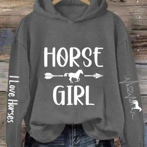 Womens Heartbeat Horse Lover Casual Hoodie 4