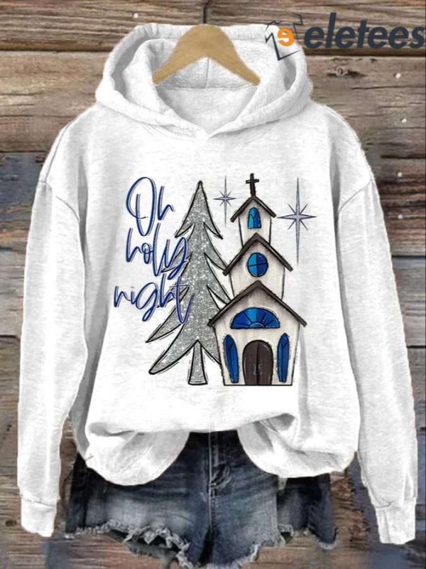 Women’s Holy Night Christian Christmas Printed Hoodie