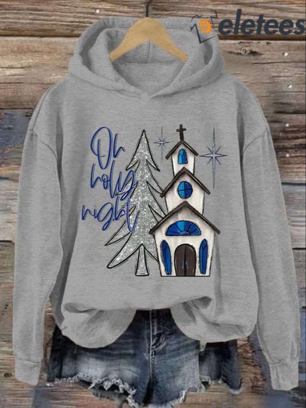 Women’s Holy Night Christian Christmas Printed Hoodie