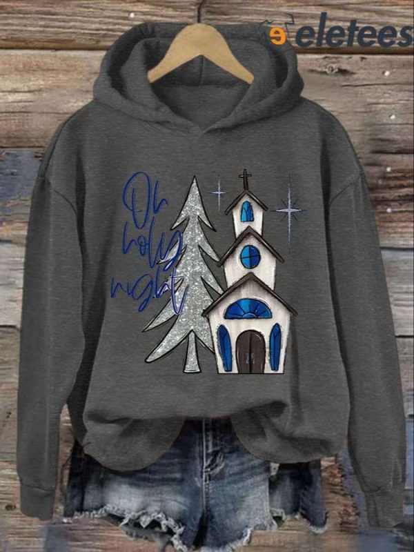 Women’s Holy Night Christian Christmas Printed Hoodie