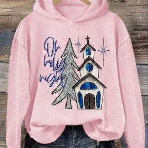 Womens Holy Night Christian Christmas Printed Hoodie 3