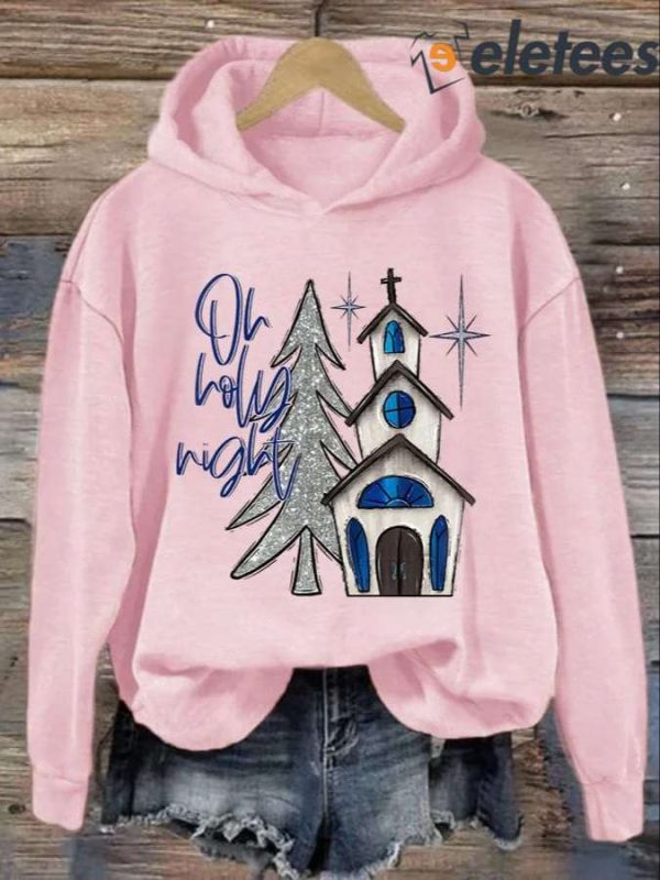 Women’s Holy Night Christian Christmas Printed Hoodie