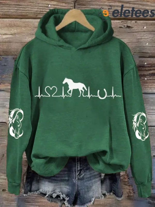 Women’s Horse Heartbeat Horse Lover Casual Hoodie