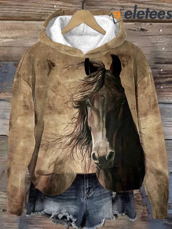 Women’s Horse Print Casual Sweatshirt