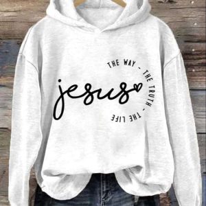 Women’s Jesus The Way The Truth The Life Print Hoodie Long Sleeve Sweatshirt