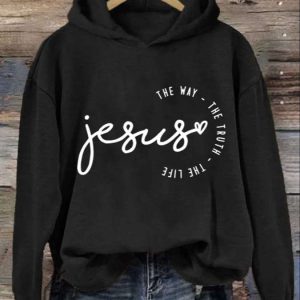 Womens Jesus The Way The Truth The Life Print Hoodie Long Sleeve Sweatshirt 2