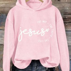 Womens Jesus The Way The Truth The Life Print Hoodie Long Sleeve Sweatshirt 3