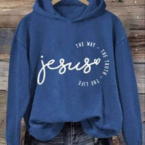Womens Jesus The Way The Truth The Life Print Hoodie Long Sleeve Sweatshirt 4