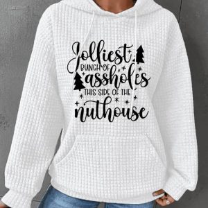 Womens Jolliest Bunch Of Assholes This Side Of The Nuthouse Print Waffle Hoodie1