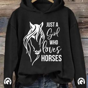 Womens Just A Girl Who Loves Horses Print Sweatshirt 3