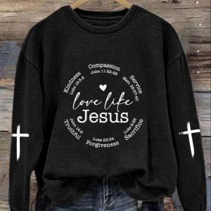 Womens Love Like Jesus Print Casual Sweatshirt 2