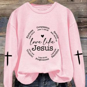 Womens Love Like Jesus Print Casual Sweatshirt 3