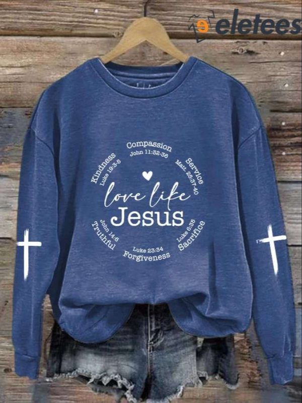 Women’s Love Like Jesus Print Casual Sweatshirt